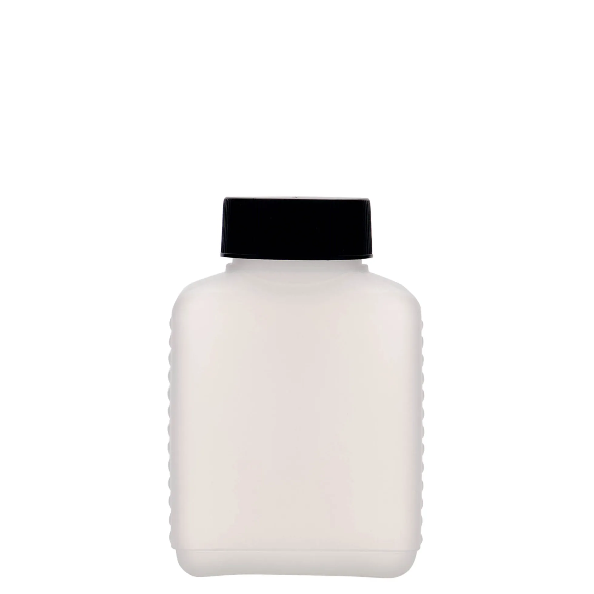 250 ml bottiglia a collo largo, rettangolare, plastica HDPE, naturale, bocca: DIN 40 EPE