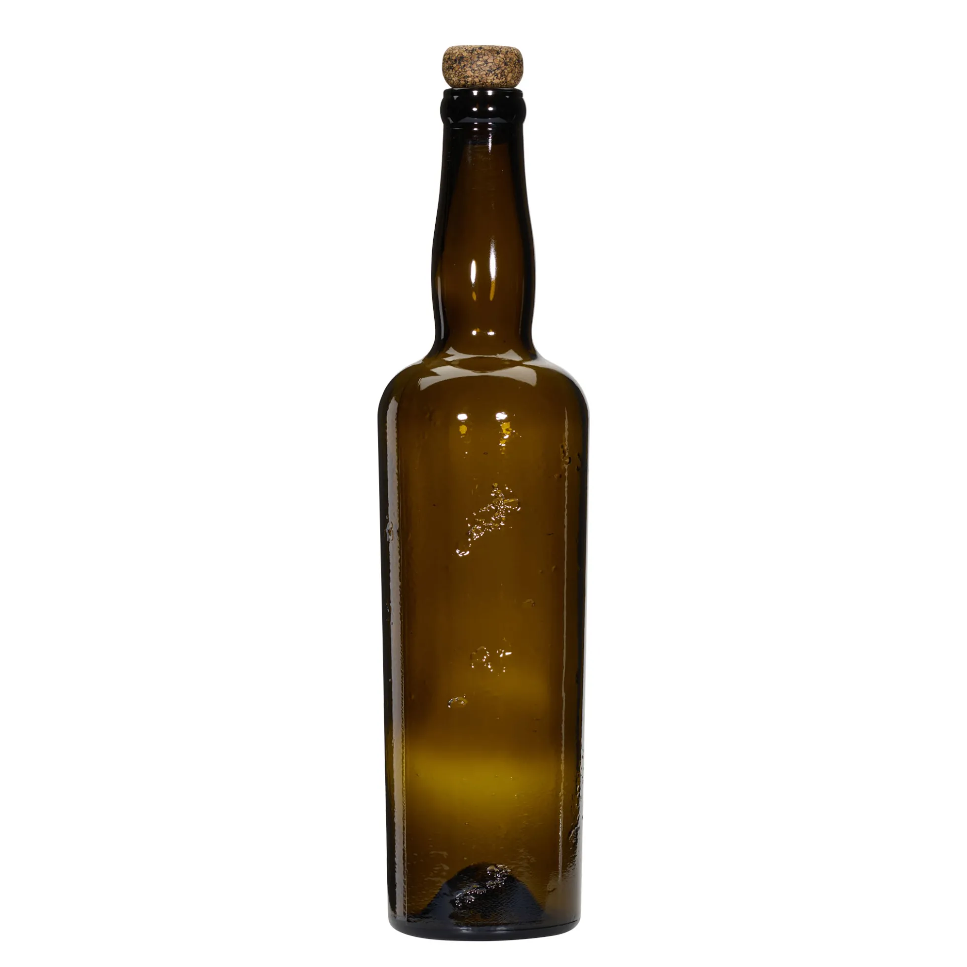 750 ml bottiglia di vetro artigianale 'Siroco', marrone, bocca: sughero