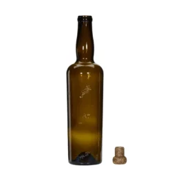 750 ml bottiglia di vetro artigianale 'Siroco', marrone, bocca: sughero