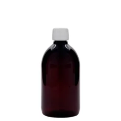500 ml bottiglia medica in PET, marrone, plastica, bocca: PP 28