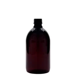 500 ml bottiglia medica in PET, marrone, plastica, bocca: PP 28