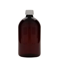 1.000 ml bottiglia medica in PET, marrone, plastica, bocca: PP 28