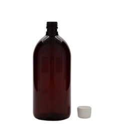 1.000 ml bottiglia medica in PET, marrone, plastica, bocca: PP 28