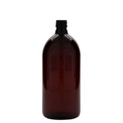 1.000 ml bottiglia medica in PET, marrone, plastica, bocca: PP 28