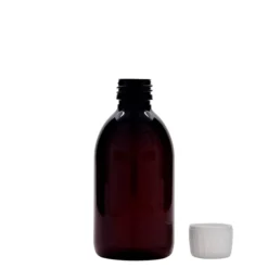 250 ml bottiglia medica in PET, marrone, plastica, bocca: PP 28