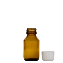 50 ml bottiglia medicinale, marrone, vetro, bocca: PP 28