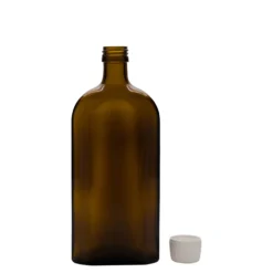 500 ml bottiglia medicinale Meplat, ovale, vetro, marrone, bocca: PP 28