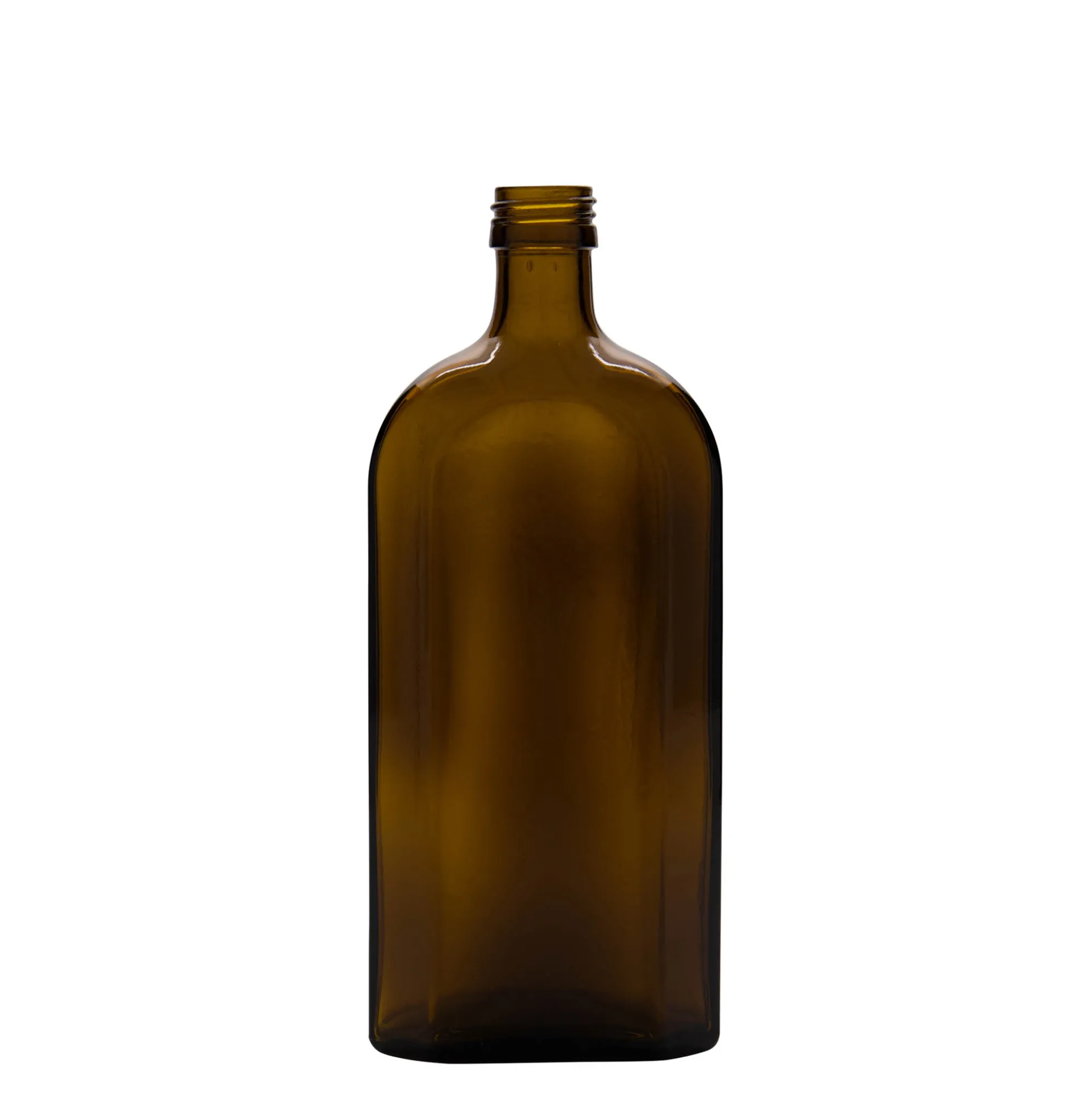 500 ml bottiglia medicinale Meplat, ovale, vetro, marrone, bocca: PP 28