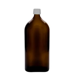 1.000 ml bottiglia medicinale Meplat, ovale, vetro, marrone, bocca: PP 28