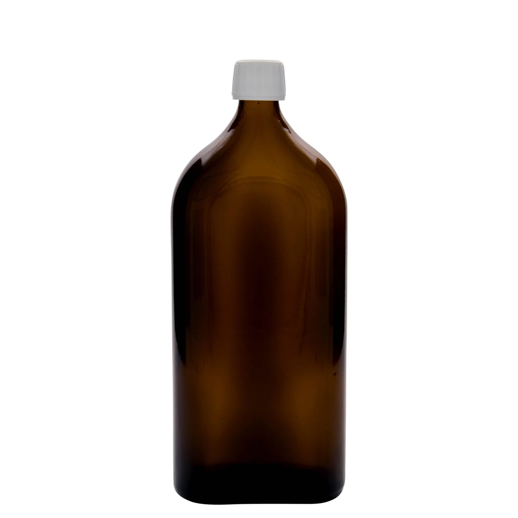 1.000 ml bottiglia medicinale Meplat, ovale, vetro, marrone, bocca: PP 28