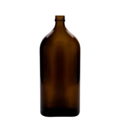 1.000 ml bottiglia medicinale Meplat, ovale, vetro, marrone, bocca: PP 28