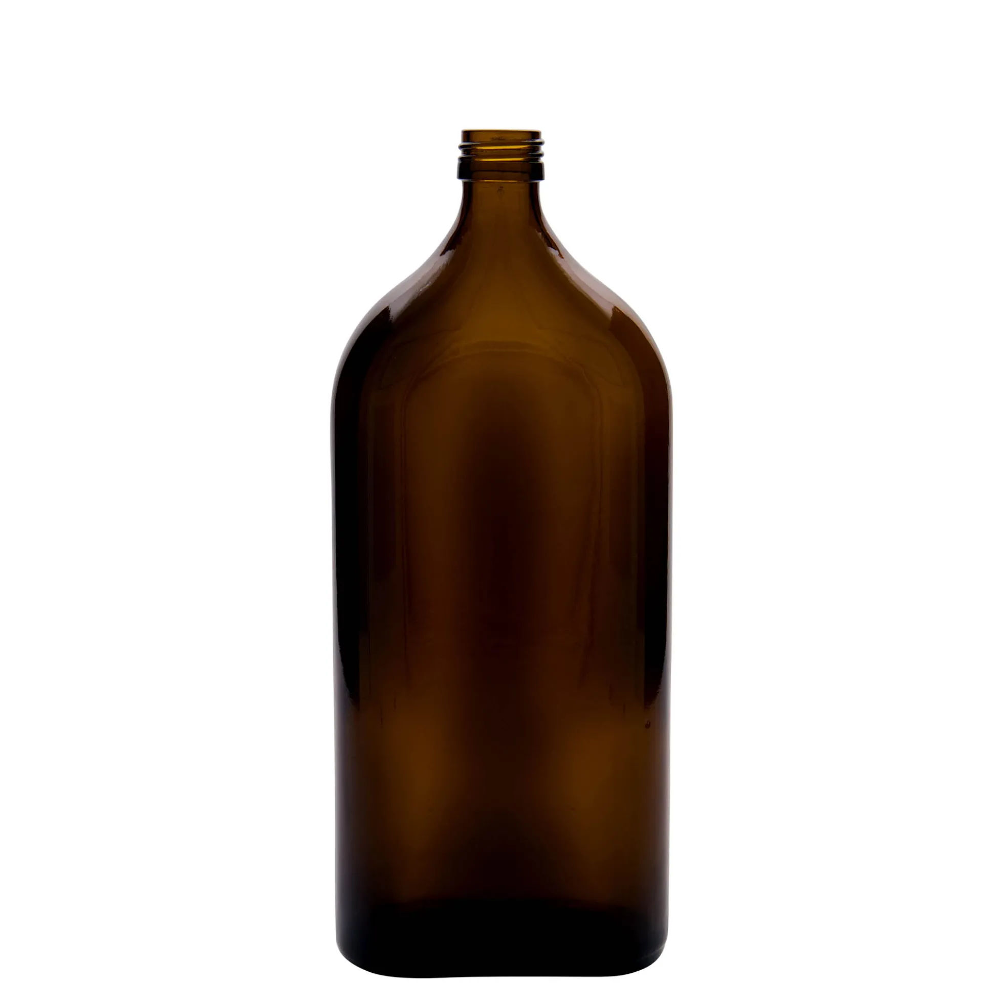 1.000 ml bottiglia medicinale Meplat, ovale, vetro, marrone, bocca: PP 28