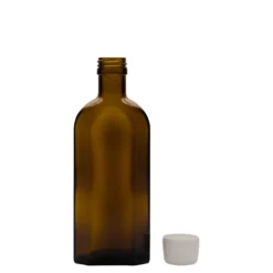 250 ml bottiglia medicinale Meplat, ovale, vetro, marrone, bocca: PP 28