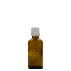 50 ml bottiglia medicinale, vetro, marrone, bocca: DIN 18