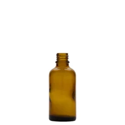 50 ml bottiglia medicinale, vetro, marrone, bocca: DIN 18