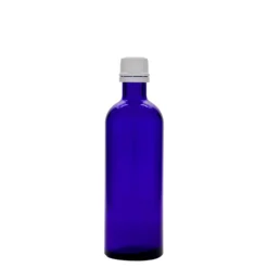 200 ml bottiglia medicinale, vetro, blu reale, bocca: DIN 22