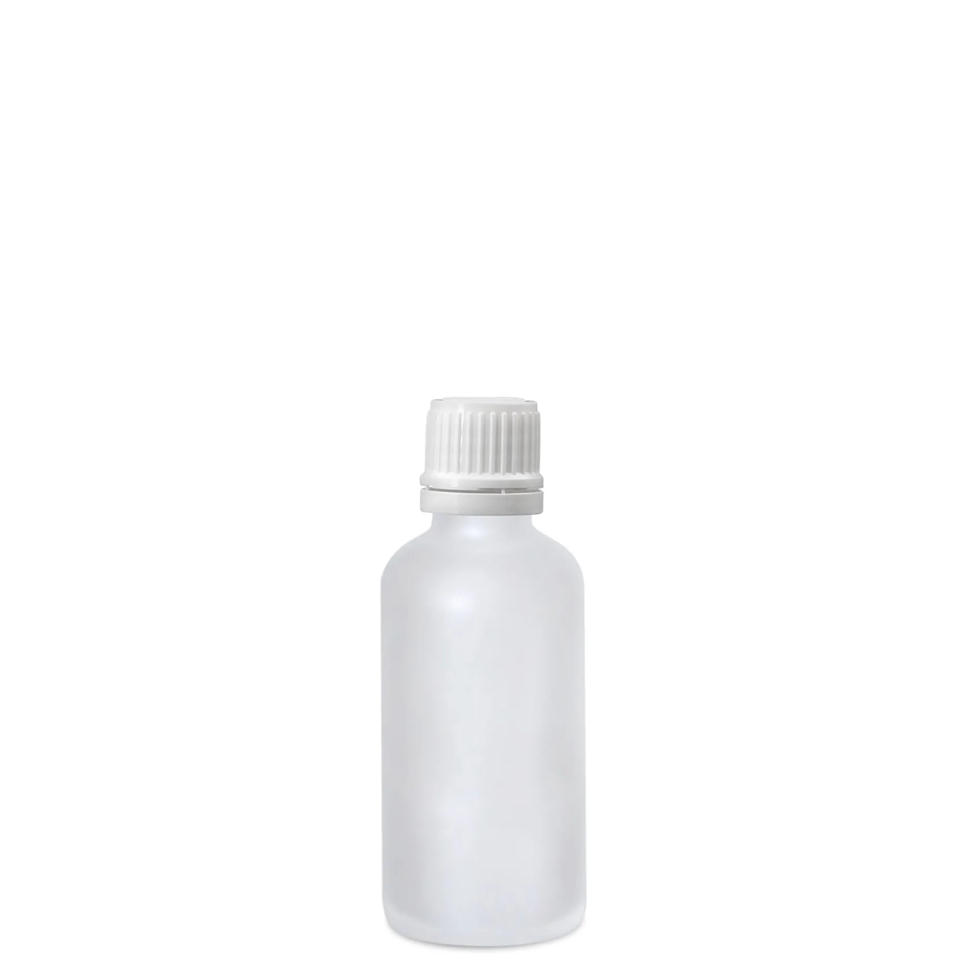 50 ml bottiglia medicinale, vetro, ghiacciato, bocca: DIN 18
