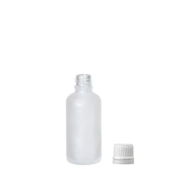 50 ml bottiglia medicinale, vetro, ghiacciato, bocca: DIN 18