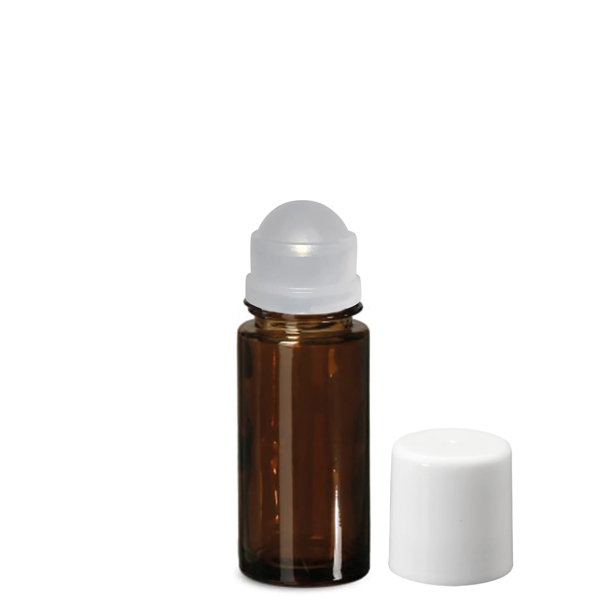 50 ml bottiglia roll-on, vetro, marrone, bocca: chiusura a vite