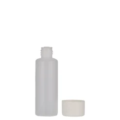 50 ml bottiglia rotonda, plastica PE, naturale, bocca: chiusura a vite