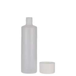 250 ml bottiglia rotonda, plastica PE, naturale, bocca: chiusura a vite