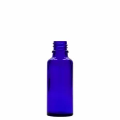 30 ml Flacone con contagocce medicina, vetro, blu reale-rosso, bocca: DIN 18