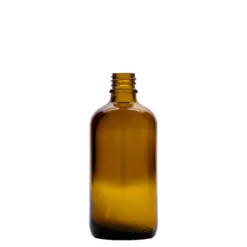100 ml flacone con contagocce medicina, vetro, marrone-rosso, bocca: DIN 18