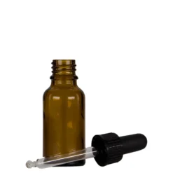 20 ml flacone con contagocce medico, vetro, marrone-nero, bocca: DIN 18