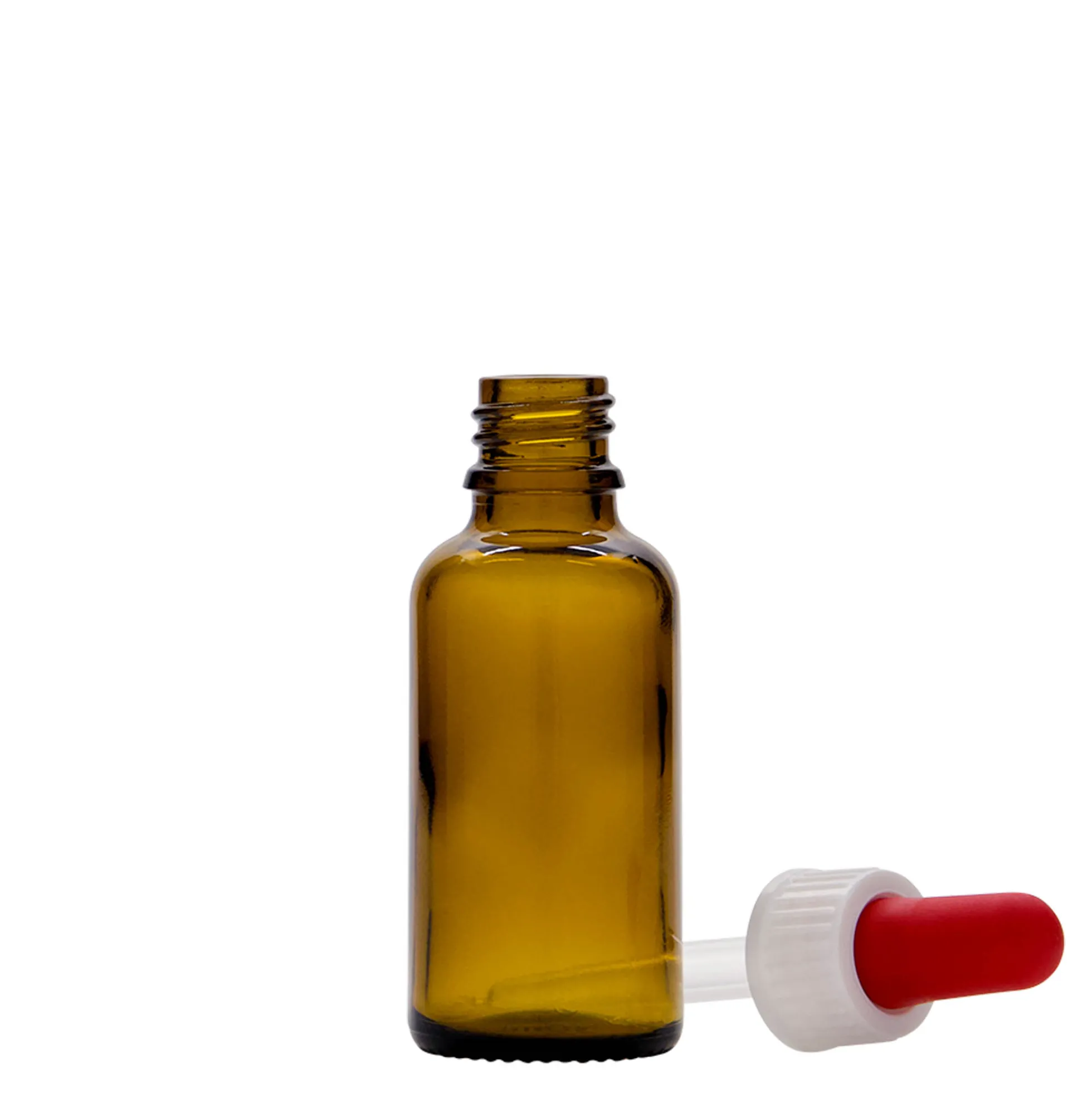 30 ml flacone con contagocce medicina, vetro, marrone, bocca: DIN 18