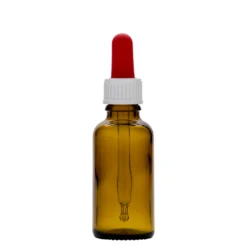 30 ml flacone con contagocce medicina, vetro, marrone, bocca: DIN 18