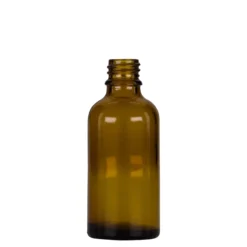 50 ml Flacone contagocce medico, vetro, marrone-nero, bocca: DIN 18