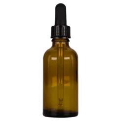 50 ml Flacone contagocce medico, vetro, marrone-nero, bocca: DIN 18