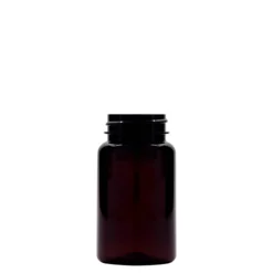 100 ml flacone in PET, plastica, marrone, bocca: 38/400