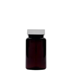 100 ml flacone in PET, plastica, marrone, bocca: 38/400