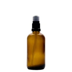 100 ml flacone medico con pompa per lozione, vetro, marrone, bocca: DIN 18