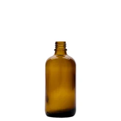 100 ml flacone medico con pompa per lozione, vetro, marrone, bocca: DIN 18