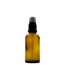 50 ml flacone medico con pompa per lozione, vetro, marrone, bocca: DIN 18
