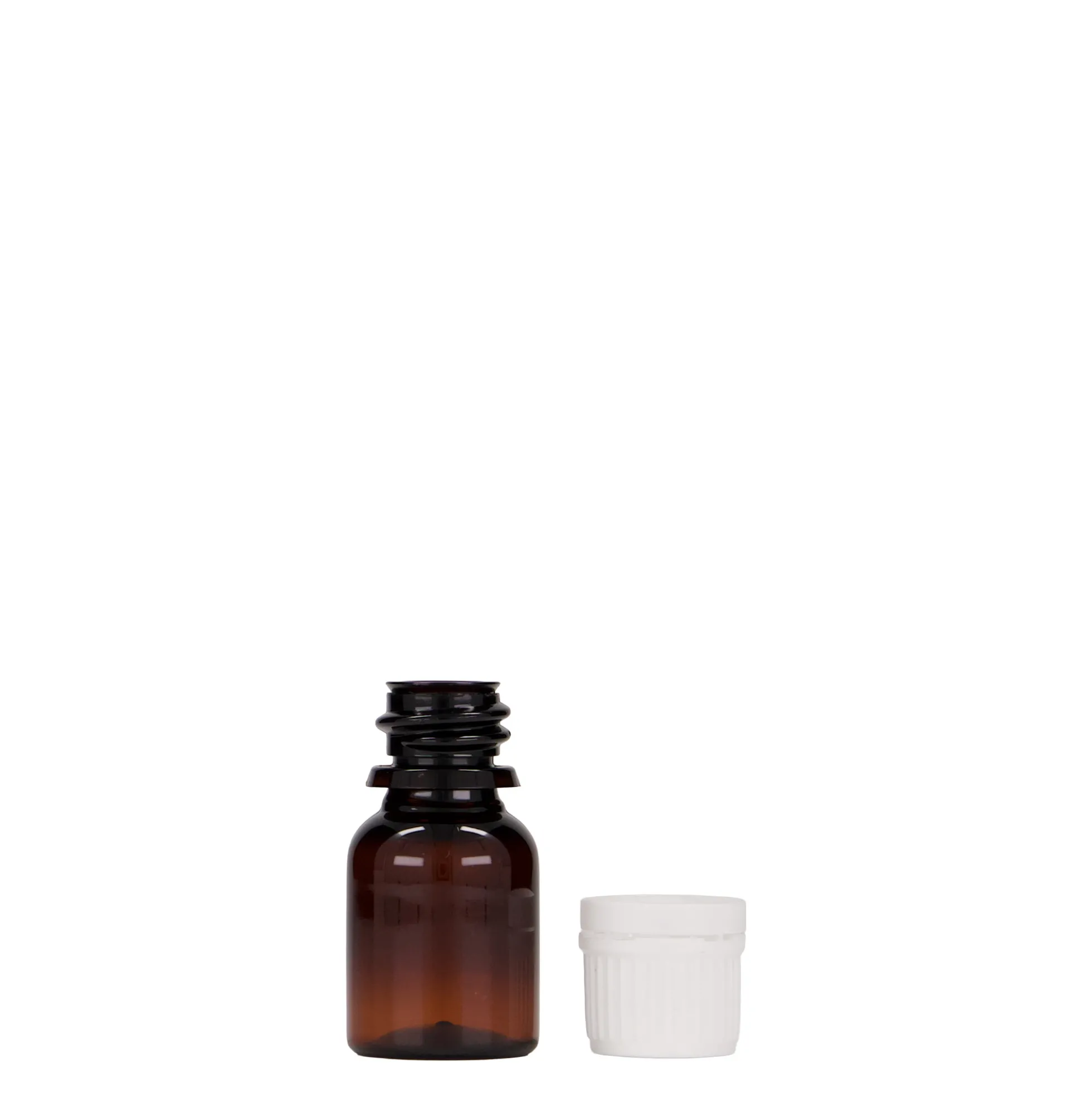 10 ml flacone medico in PET 'Easy Living', marrone, plastica, bocca: DIN 18