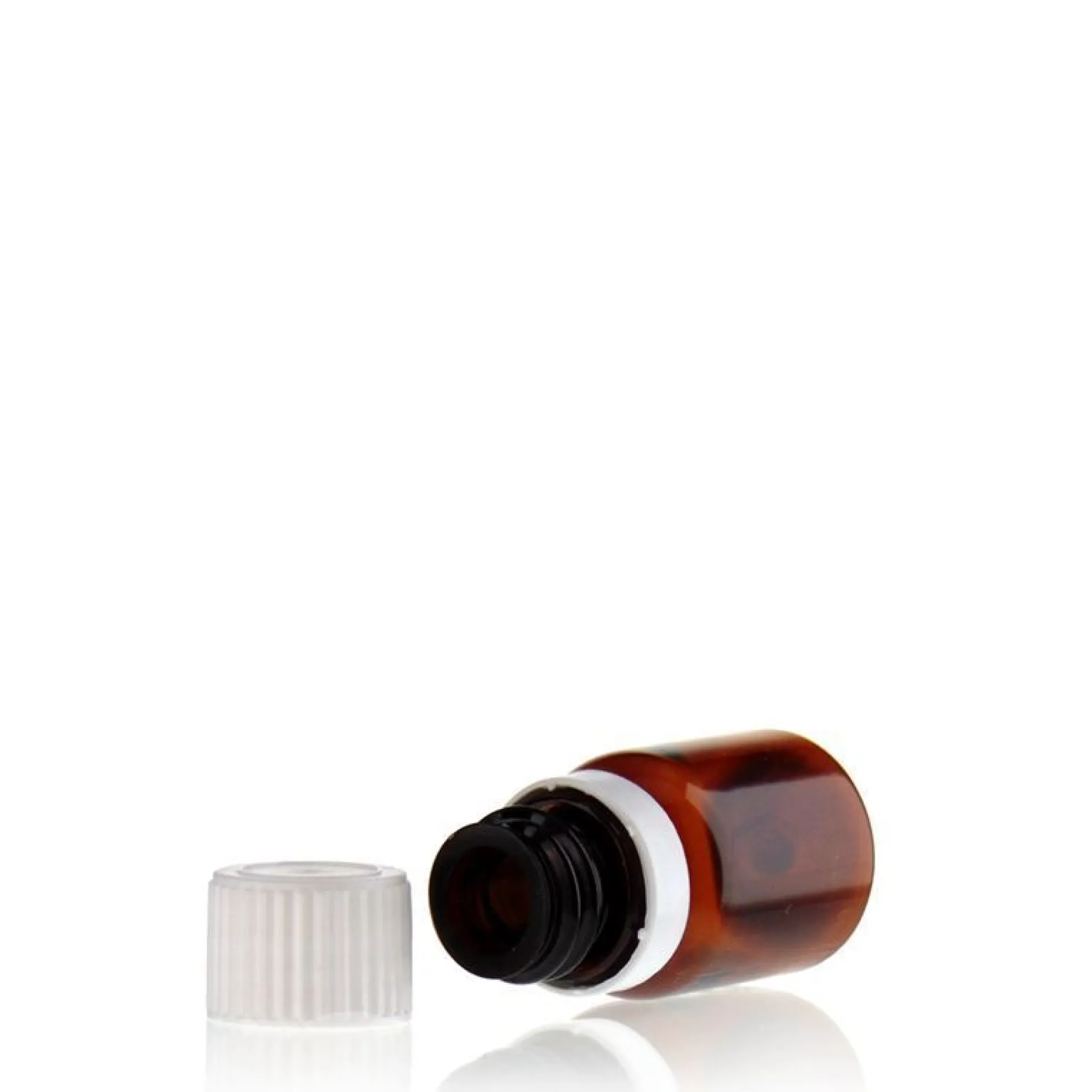 10 ml flacone medico in PET 'Easy Living', marrone, plastica, bocca: DIN 18