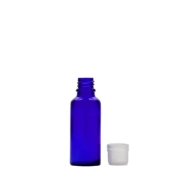 30 ml flacone medico, vetro, blu reale, bocca: DIN 18