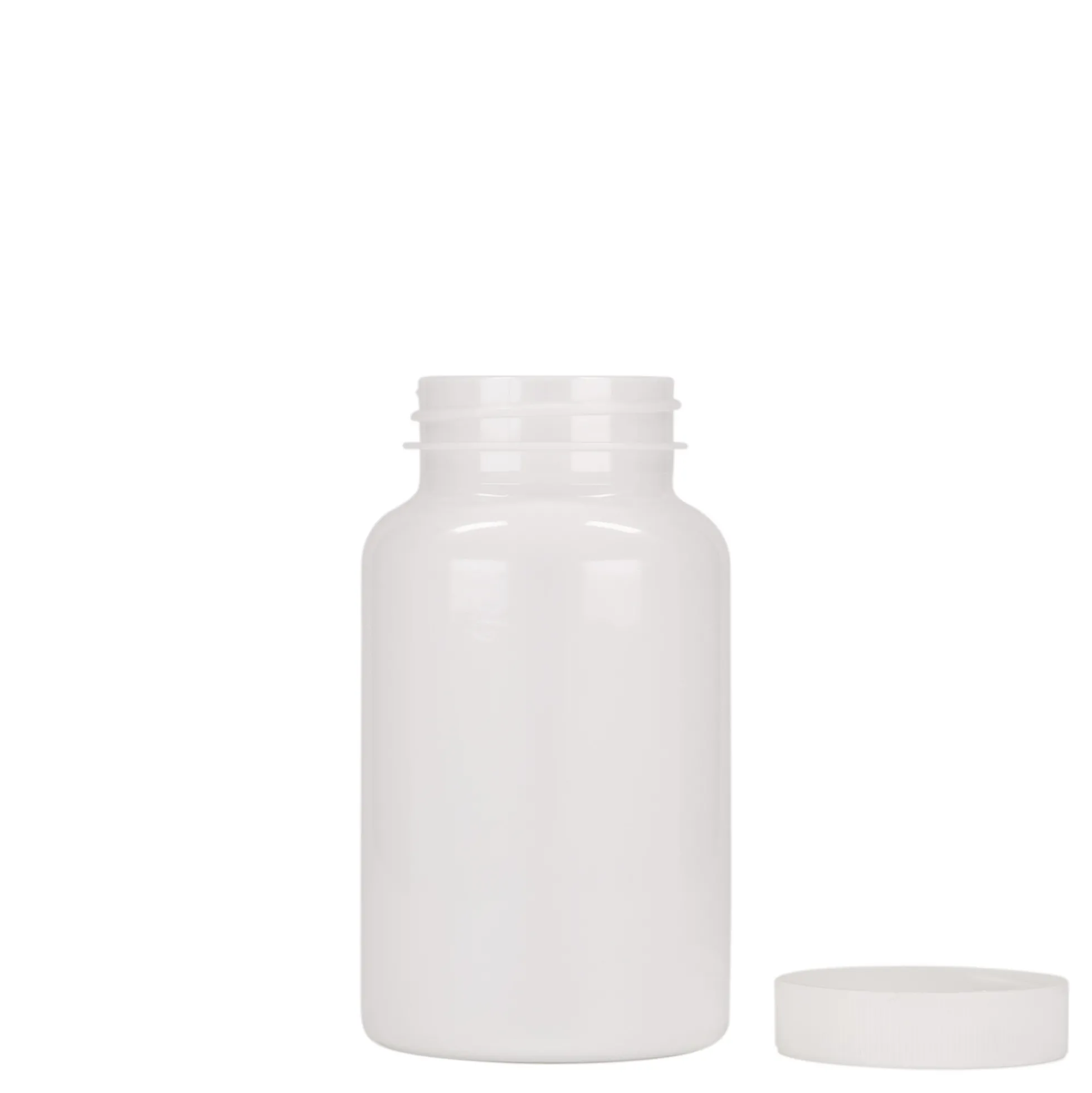 200 ml flacone PET, plastica, bianco, bocca: 45/400