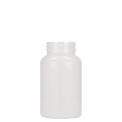 200 ml flacone PET, plastica, bianco, bocca: 45/400
