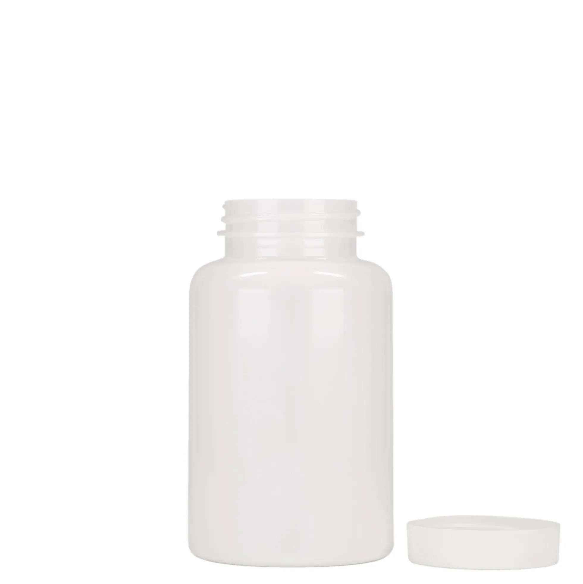 250 ml flacone PET, plastica, bianco, bocca: 45/400