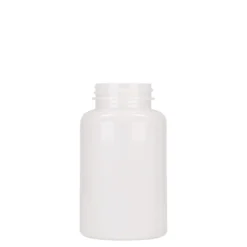 250 ml flacone PET, plastica, bianco, bocca: 45/400
