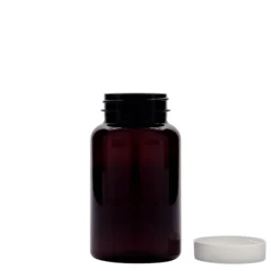200 ml flacone PET, plastica, marrone, bocca: 45/400