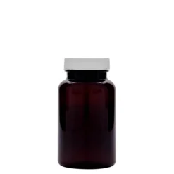 200 ml flacone PET, plastica, marrone, bocca: 45/400