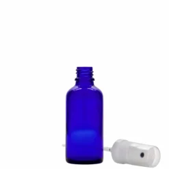 50 ml flacone spray medicina, vetro, blu reale, bocca: DIN 18