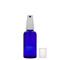 50 ml flacone spray medicina, vetro, blu reale, bocca: DIN 18