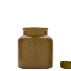 270 ml vaso in gres, ceramica, marrone-cristallo, bocca: coperchio a calotta
