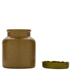 270 ml vaso in gres, ceramica, marrone-cristallo, bocca: coperchio a calotta